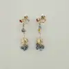 A nine-piece set of Chinese-style jewelry with red crystal charm, blue diamond flowing light, and golden branches adorned with blooming flowers Item Picture